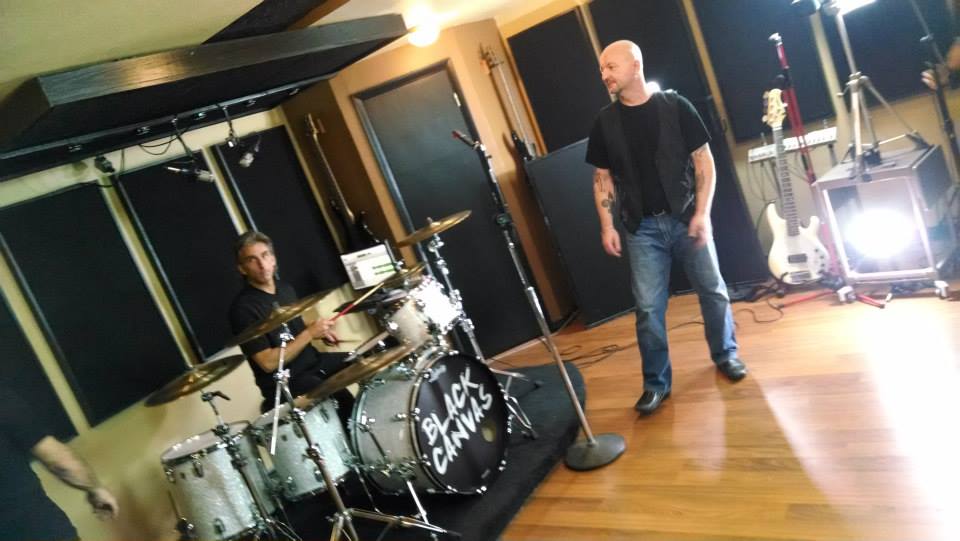 Band recording session